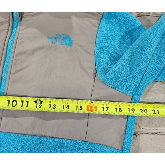 The North Face Denali Zip Up Fleece Jacket Aqua Gray GIRLS SIZE LARGE 14-16 - Picture 7 of 14